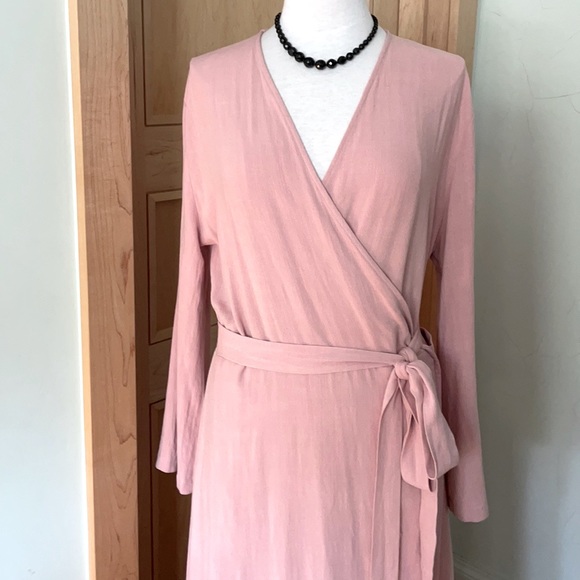 π¬π§ NWT House Of Lancry Blush Pink Long Wrap Linen Dress, Size L - Picture 4 of 16